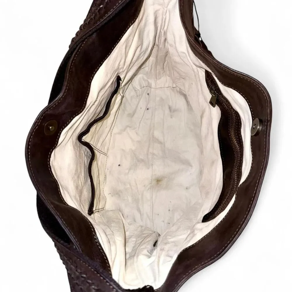 FRANK EXE Italian Leather Brown Woven Bag - Picture 6 of 7